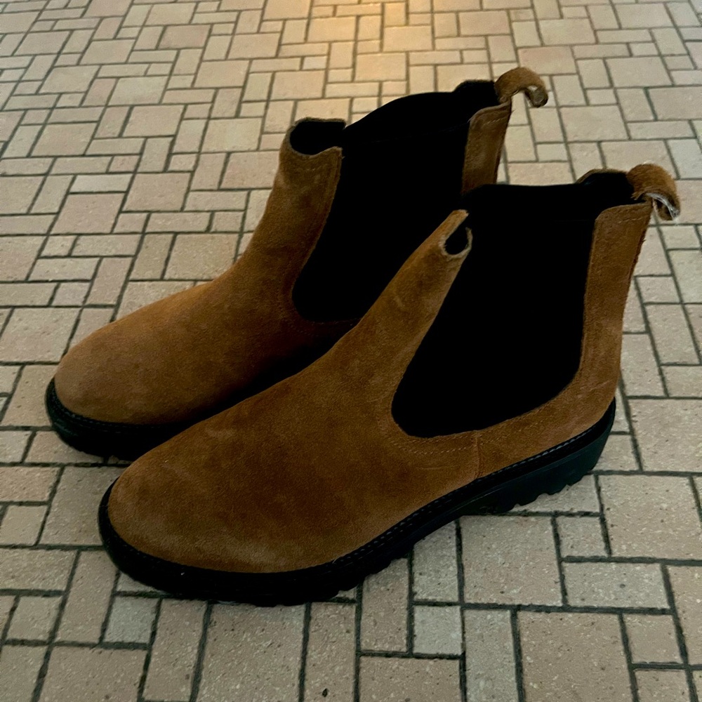 Brown suede Chelsea boots- women. Size 8.5